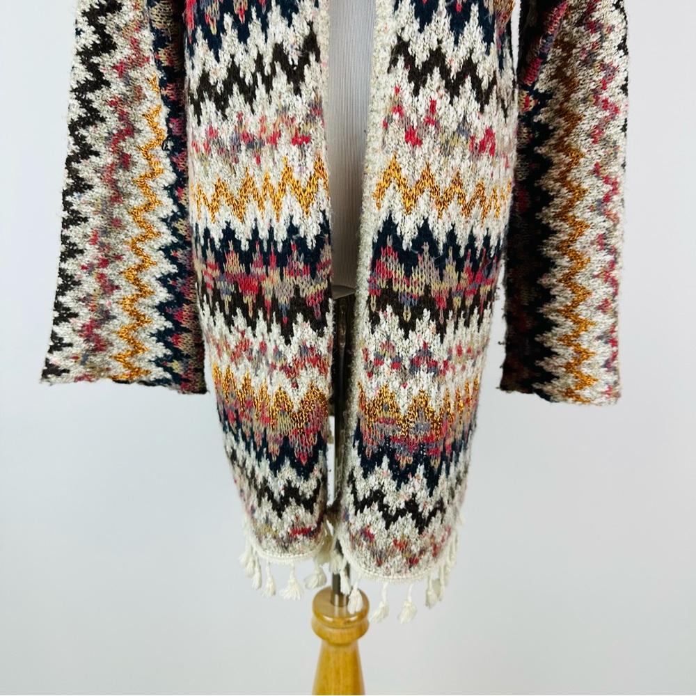 Soft Surroundings Striped Chevron Cardigan Sweater Size Medium - Picture 3 of 13